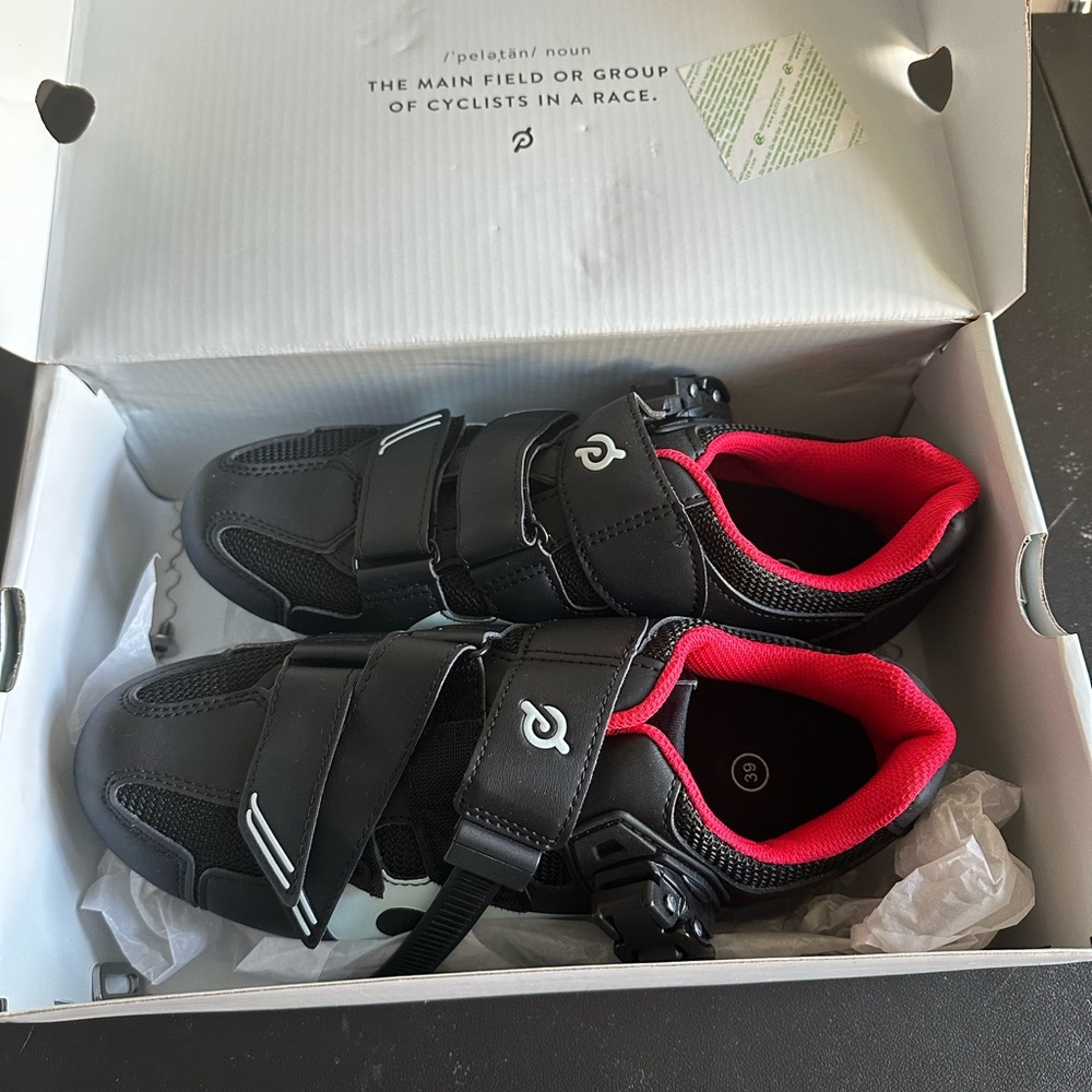 Peloton Black and Red Athletic Shoes